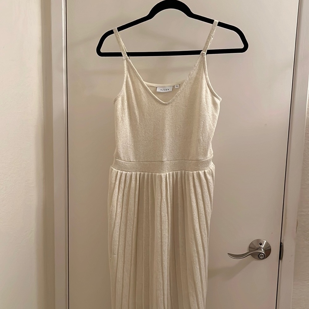 K/Lab Empire Waist Cream/Gold Sweater Dress L